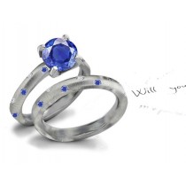 Timeless Creations: 3.07 CT Great Value Round Cut Blazing Clarity Fine Blue Sapphire With White Round Diamond Gold Ring