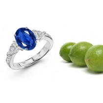 More Valuable Stone; 3 Stone Pears Diamond & Oval Oriental Sapphire Ring With Diamonds