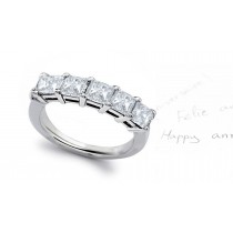 Five Stone Princess Cut Diamond Prong Set Diamond Anniversary Ring