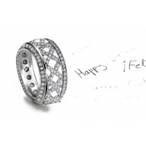 Craftsmanship: 7 mm Wide Diamond Open Work Band Diamonds Micropavé in 90o Titled Square Frame