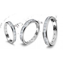 Platinum Eternity Bands Channel Set Princess Cut Diamonds.