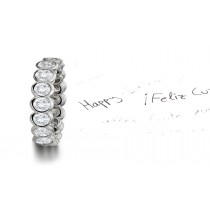 Innovative Settings: View Stunning Mesmerizing Full Bezel-Set Diamond Eternity Band Hand-Set with Round Diamonds in 14k White, Gold