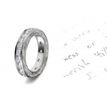 Stunningly Original Ring Design: View This Diamond Wedding Band Surrounded with Hand Engraved 