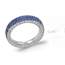 Twinkling Eyes: Platinum Pave Set Blue Sapphire & White Diamond Eternity Band