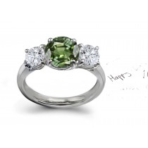 2013 Catalog No. 5 - Product Details: Elegant Green Sapphire & Diamond Engagement Ring