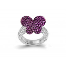 Delicate French Micro Pave Butterfly Rings Collection Featuring Vibrant Rainbow Colored Sapphires & Diamonds