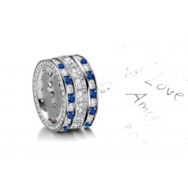 Brilliance Fire: Sapphire & Diamond Halo Cocktail Band in Gold & Platinum 