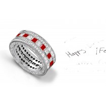 Breathtaking: Stack of Princess & Baguette Cut Diamond & Ruby Bands