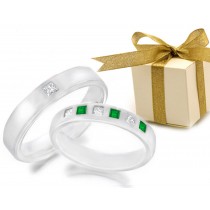 Emerald Eternity Ring: Ravishing Emerald Eternity Bands & Diamond Burnish Set Rings in 14K White Gold