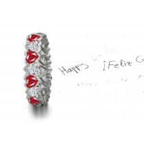 Heart to Heart: Semi-Bezel Set Heart Ruby & Heart Diamond Band