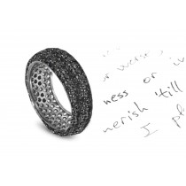 A Brilliant: 6 mm Wide Micropavee Encrusted Black Diamonds All Over the Platinum Band Womens Ring Size 3 - 8