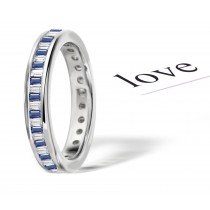 Baguette Sapphire & Diamonds Eternity Wedding Band