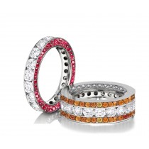 Made to Order Great Selection of Channel Set Brilliant Cut Round Diamonds Pink & Orange Sapphire Eternity Rings & Bands