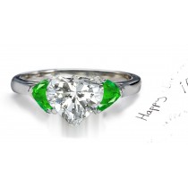 Pure Love: Heart Emerald & Heart Diamond 3 Stone Ring Created in Gold