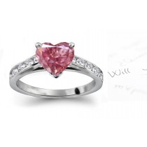 Glorious Center Heart Pink Diamond & Channel Set White Diamonds White Gold Engagement Ring