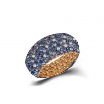 Eternity Ring with Diamonds & Blue Sapphires in Gold or Platinum