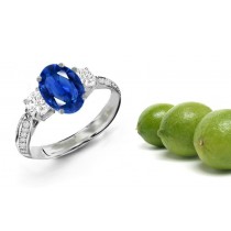 The Authorized Version 3 Stone Round Diamond and Trillion Sapphire Gold Ring