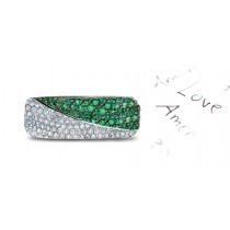 Micropave Emerald & Diamond Split Band