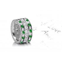Impeccable: 6 mm Wide Emerald & Diamond Stacked Halo Band