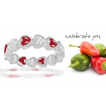 Design & Style: Bezel Set Heart Ruby & White Heart Diamond Eternity Ring