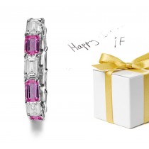 Designer Pink Sapphire & Diamond Wedding Bands