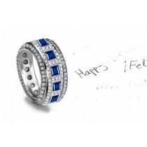 Romance: Micropavee 6 mm Diamond Square Sapphire Eternity Band