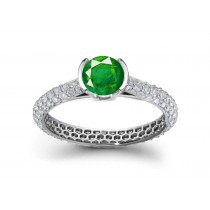 Antique and Old Styles: French Pave' Emerald & Diamond Ring in 14k White Gold & Platinm 2.293 ct
