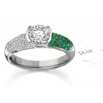 Ancient Designs, Copies, Images:Diamond & Micropave Emerald & Diamond Ring