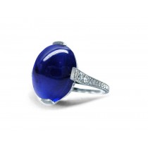 Radiance of Sun Light: Design Victorian Cornflower Blue Luscious "Vibrant" Sapphire Cabochon Ring