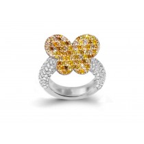 Delicate French Micro Pave Butterfly Rings Collection Featuring Vibrant Rainbow Colored Sapphires & Diamonds