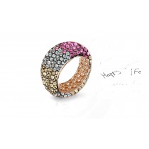 High Quality Multi-Colored Diamonds & Precious Stones Eternity Band Rings