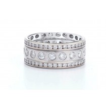 Precision Set Bezel & Channel Set Round Diamond & Sapphire Eternity Band Rings