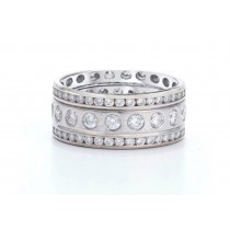 Precision Set Bezel & Channel Set Round Diamond & Sapphire Eternity Band Rings