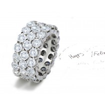 Painstakingly Crafted: Three Sparkling Rows of Well-Cut Round Diamond Eternity Ring Size 3 to 8