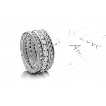 Shining & Pure: Three Rowof  Exceptional Diamond Eternity Bands in Platinum