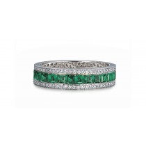 Shop Fine Quality Made To Order Round pave Prong Bezel Set Diamond & Square Emerald Eternity Style Wedding Bands