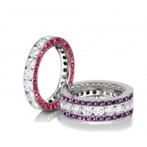 Made to Order Great Selection of Channel Set Brilliant Cut Round Diamonds Pink & Purple Sapphire Eternity Rings & Bands