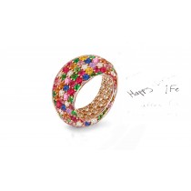 Fabulous Multi-Colored Diamonds & Precious Stones Eternity Band Rings