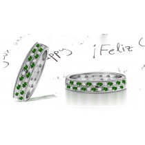 New 2 Row Emerald & Diamond Wedding Band