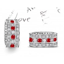 Look Stacked Trio of Ruby & Diamond Eternity Bands in 14k Yellow Gold