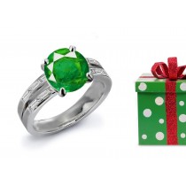 Genuine Hand-Made: Own Popular Rich Green Hue Channel Set Split-Shank Genuine Green Emerald Diamond Engagement Ring