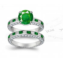 Diamonds in Unique Designs: Crystal Vision Channel Set Emerald & Diamond Created Ring in 14k White Gold