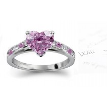 Center Heart Purple Diamond & Channel Set Contrasted Purple & White Diamonds Gold Engagement Ring