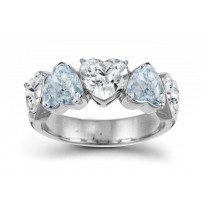 Designer Five Stone Blue Diamond Heart Ring