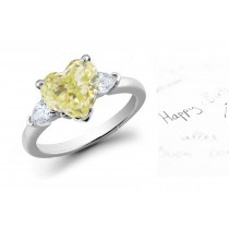 Heart Yellow Diamond Designer Ring
