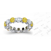 Yellow Sapphire & Diamond Bar Set Eternity Rings