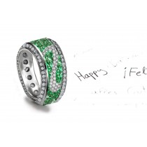 Micropavee Emerald & Diamond Leaf Band