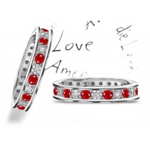 New Channel & Prong Set Ruby & Diamond Eternity Band Size 3 - 8