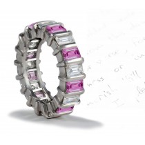 Emerald Cut Diamond & Sapphire Eternity Band