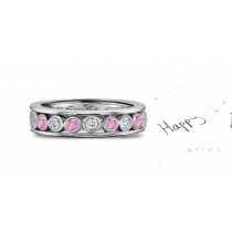 I Love You: Pink Sapphire Diamond Bubble Eternity Banin Platinum & Gold